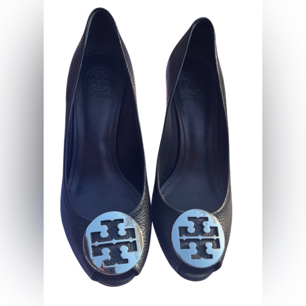 TORY BURCH- Sally Peep toe wedge sz 10